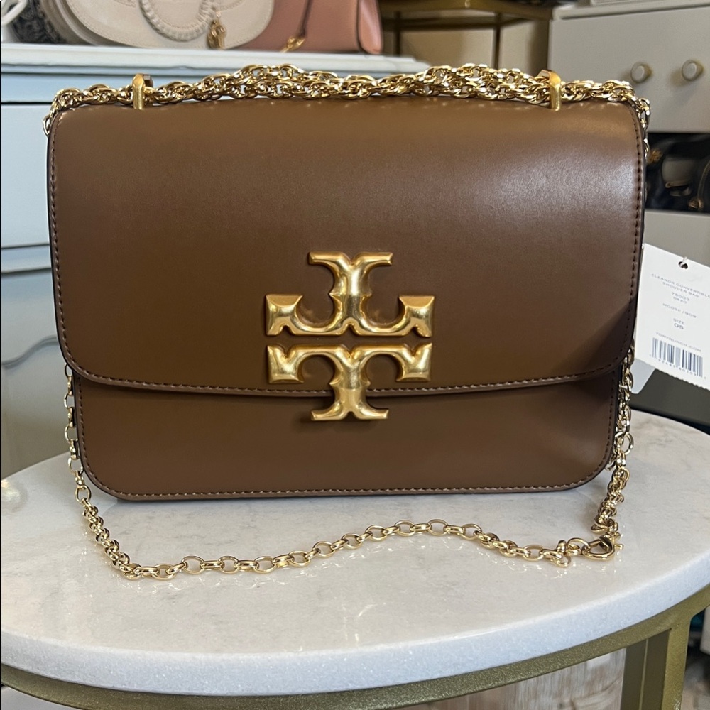 Tory Burch Brown Shoulder Bag with Gold Chain